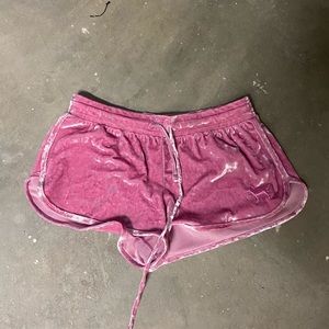 Vintage pink velvet shorts.